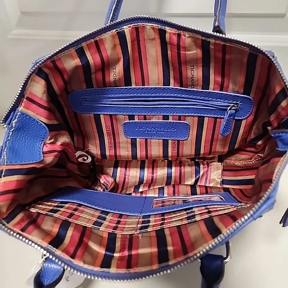 Tignanello Blue Leather Handbag - Picture 4 of 9